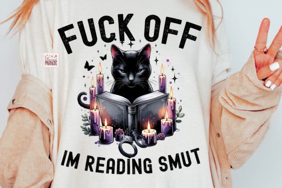 Enchanting Black Cat Reading Book PNG Dark Romance Design