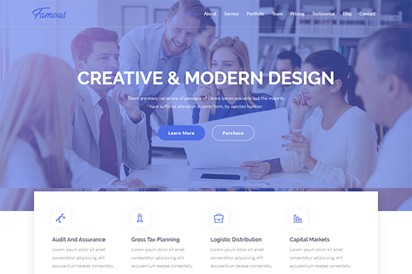 Famous: A Versatile Bootstrap Corporate HTML5 Template