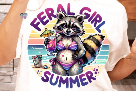 Feral Girl Summer PNG Raccoon