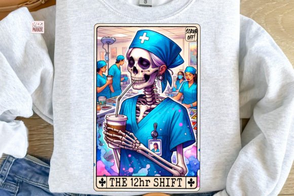 Funny Nurse Tarot Card PNG: Instant 12hr Shift Design