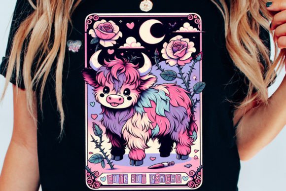 Highland Cow Tarot PNG Pastel Goth Cute