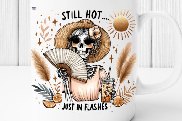 Hot Flash Summer Menopause PNG Skeleton: Creative Design Asset