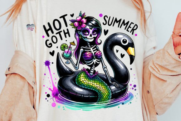 Hot Goth Summer PNG Summerween Mermaid Design