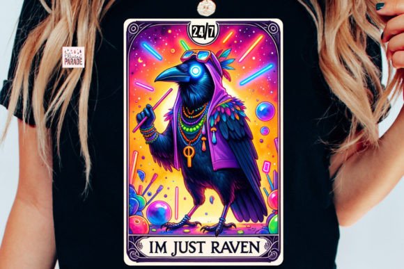 Raven Tarot Card PNG: Dance Rave Crow Design