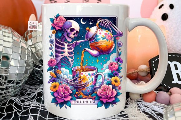 Skeleton Mama Tarot PNG Spill the Tea