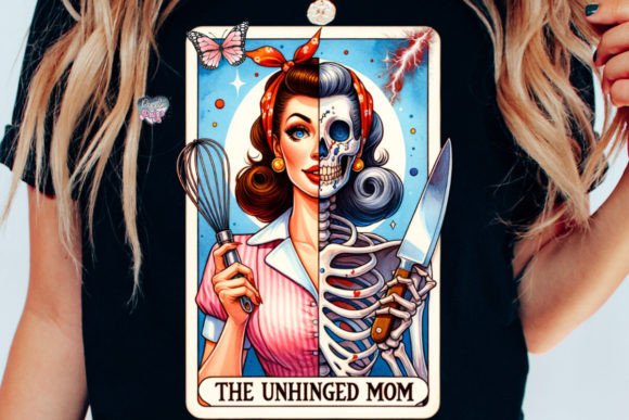 The Unhinged Mom Tarot Card PNG for Creative Projects